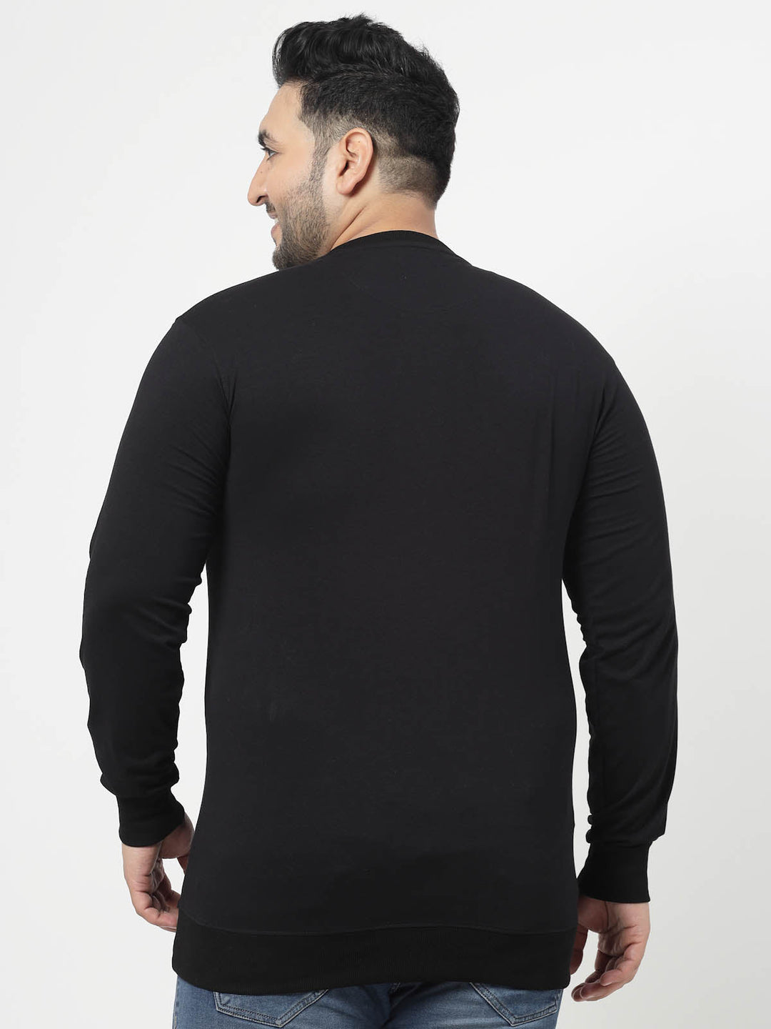 Plus Size Typography Printed Long Sleeves Cotton Sweatshirt