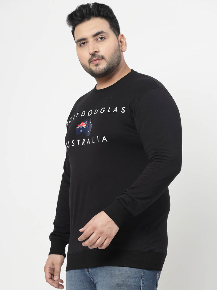 Plus Size Typography Printed Long Sleeves Cotton Sweatshirt