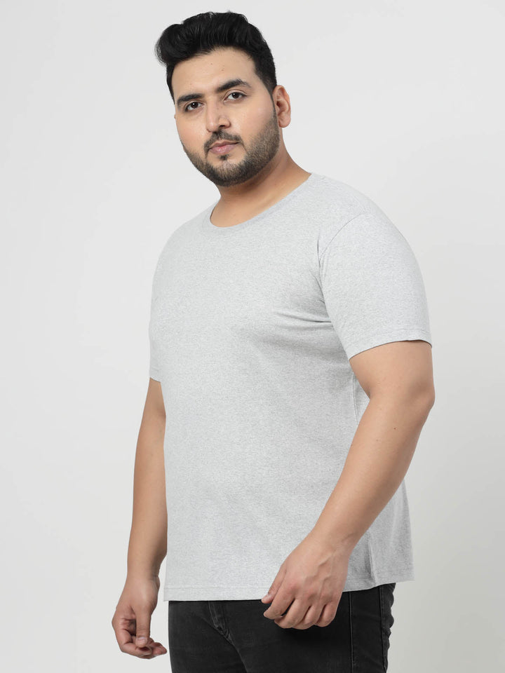 Plus Size Men  Grey & Black Graphic Printed T-shirt