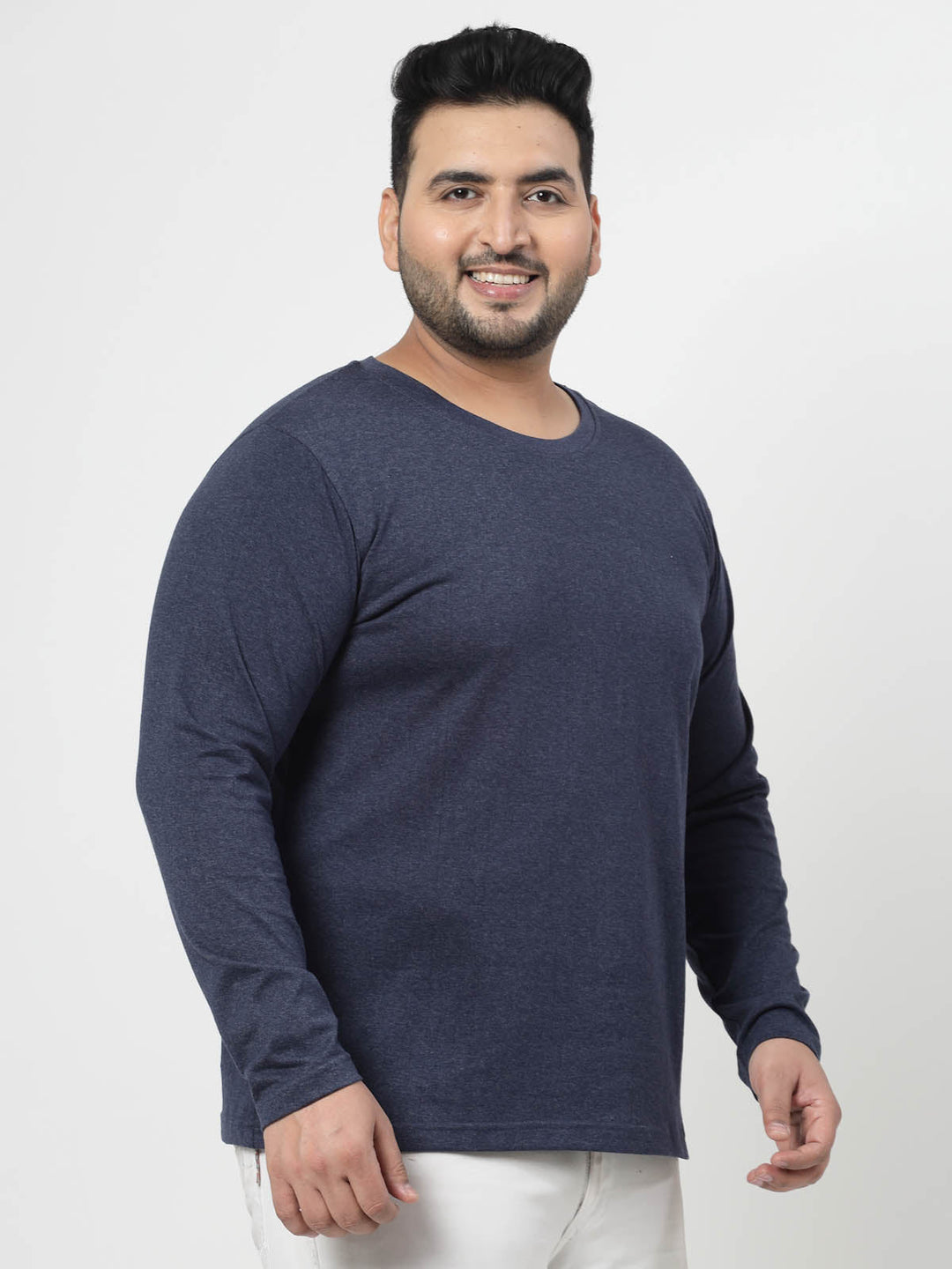 Plus Size Men Blue  Raw Edge T-shirt