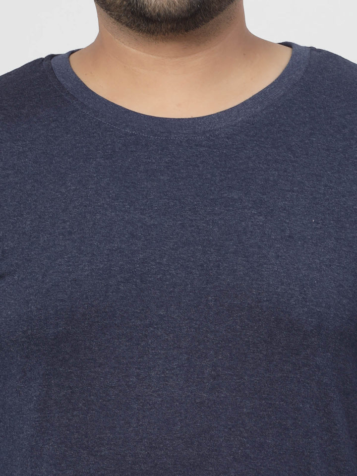 Plus Size Men Blue  Raw Edge T-shirt