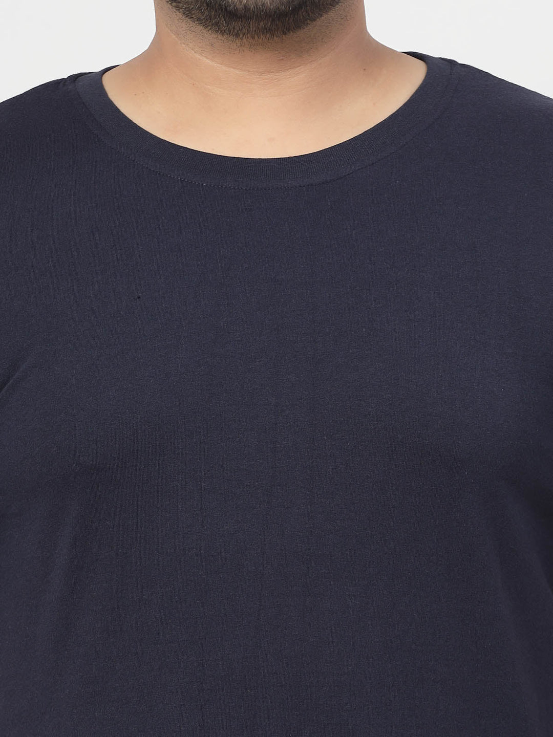Plus Size  Men Navy Blue Regular Fit T-shirt