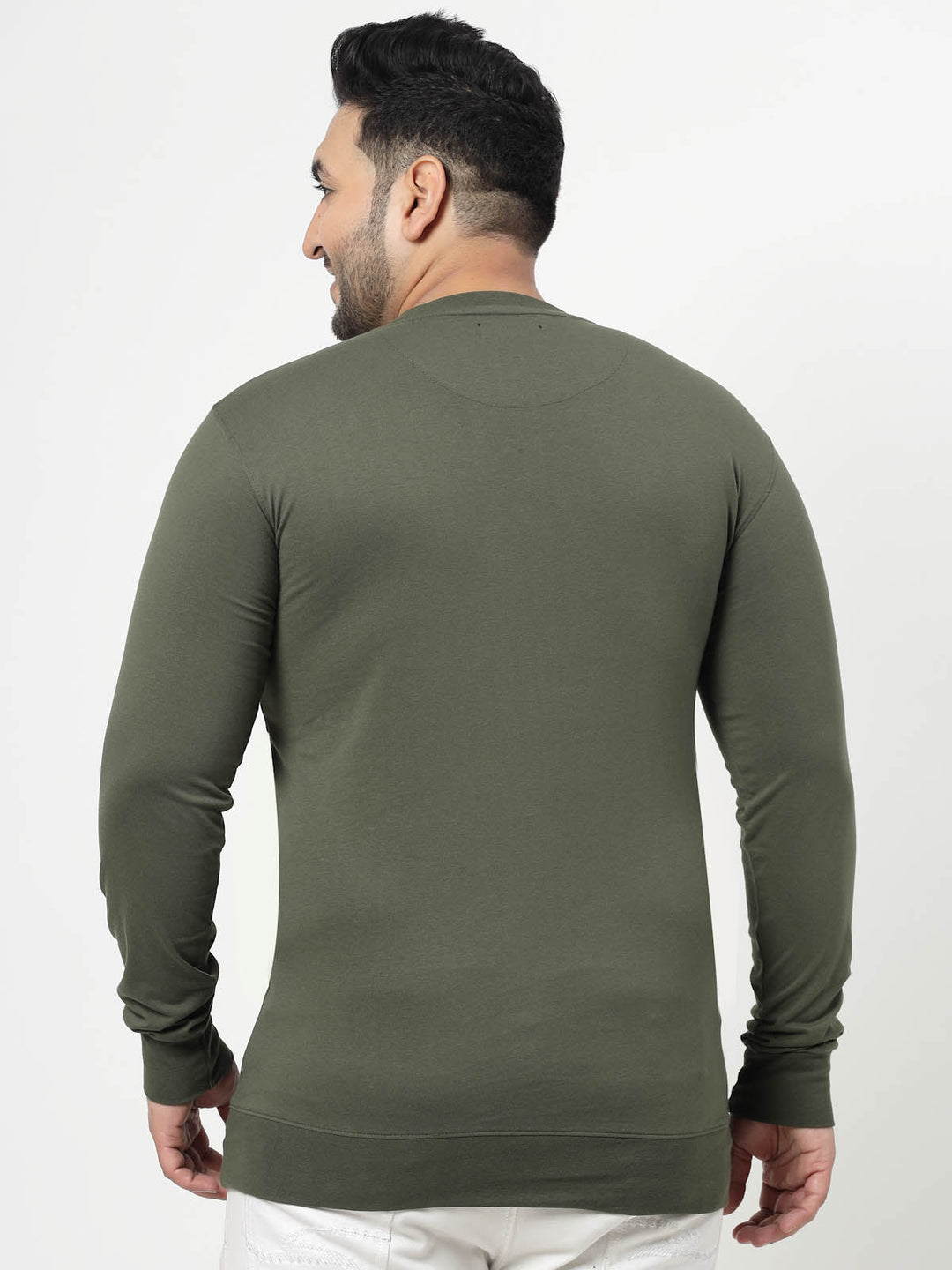 Plus Size Typography Printed Long Sleeves Cotton Sweatshirt