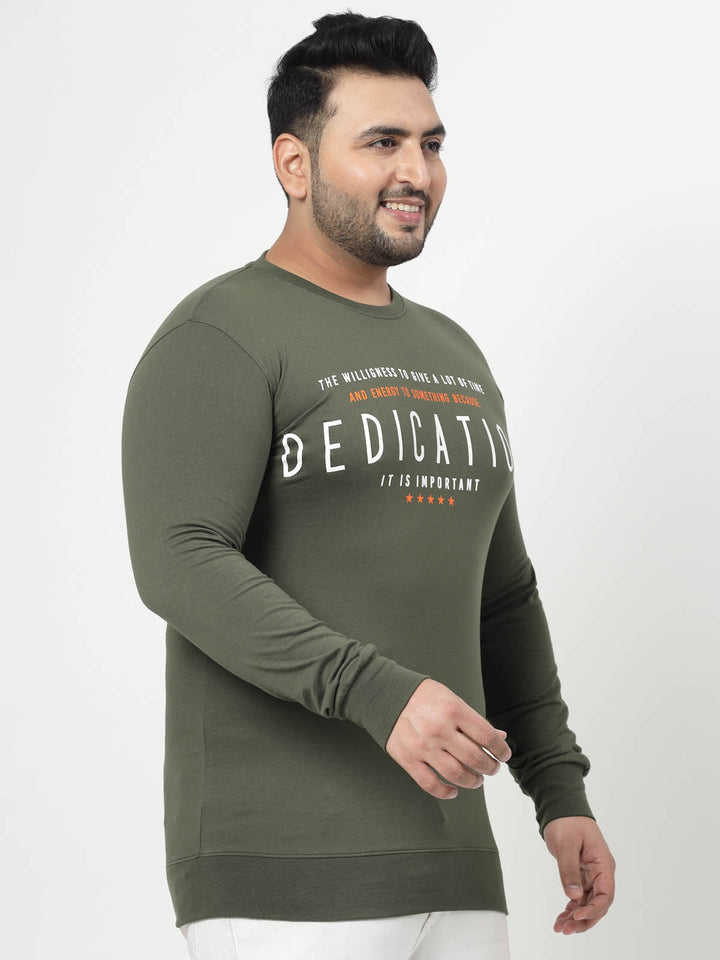 Plus Size Typography Printed Long Sleeves Cotton Sweatshirt