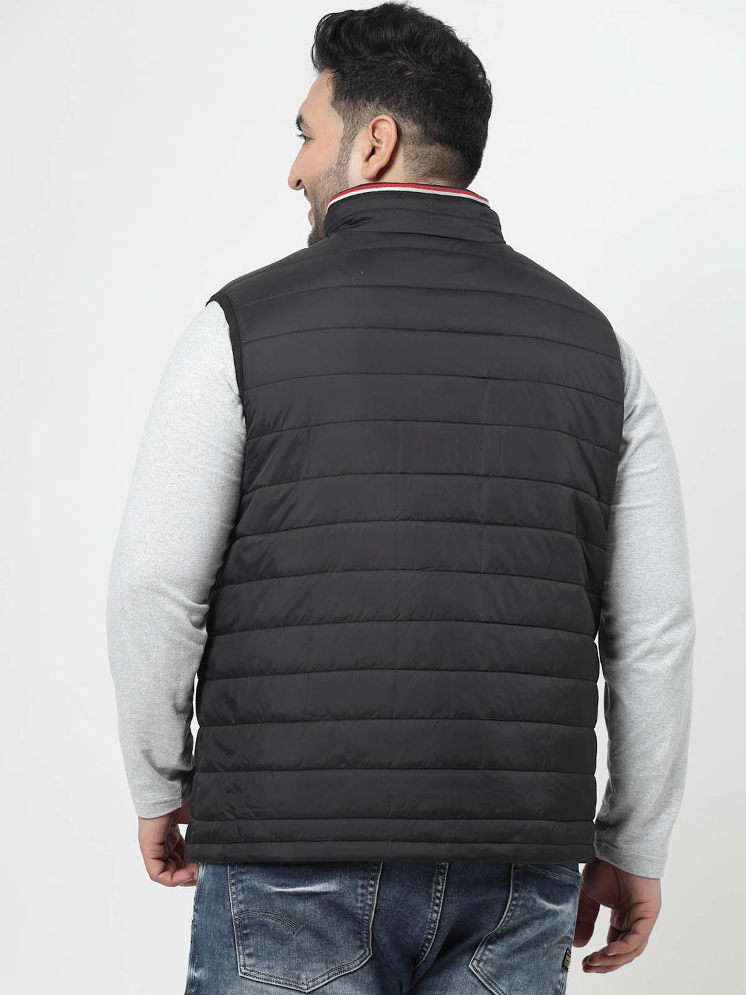 Plus Size Black Sleeveless Puffer Jacket