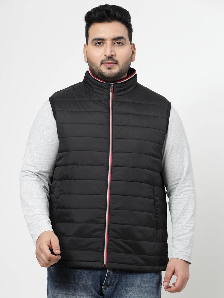 Plus Size Black Sleeveless Puffer Jacket