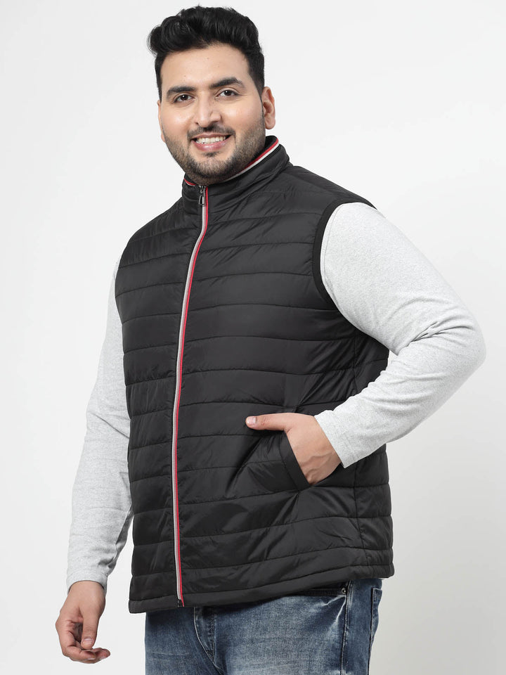 Plus Size Black Sleeveless Puffer Jacket