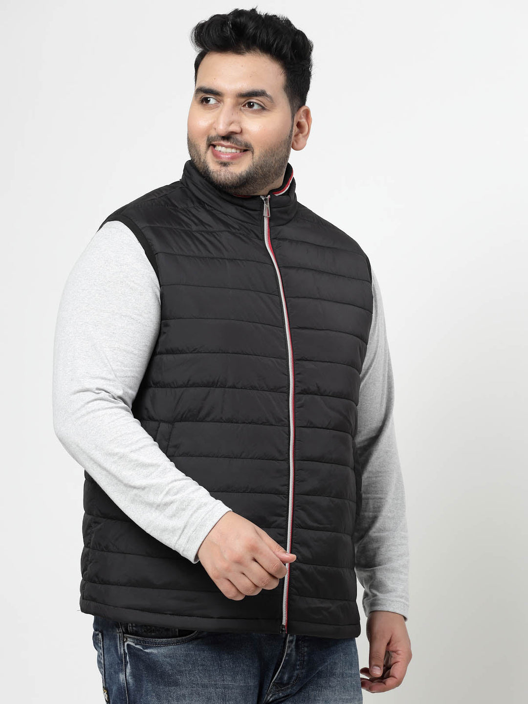 Plus Size Black Sleeveless Puffer Jacket