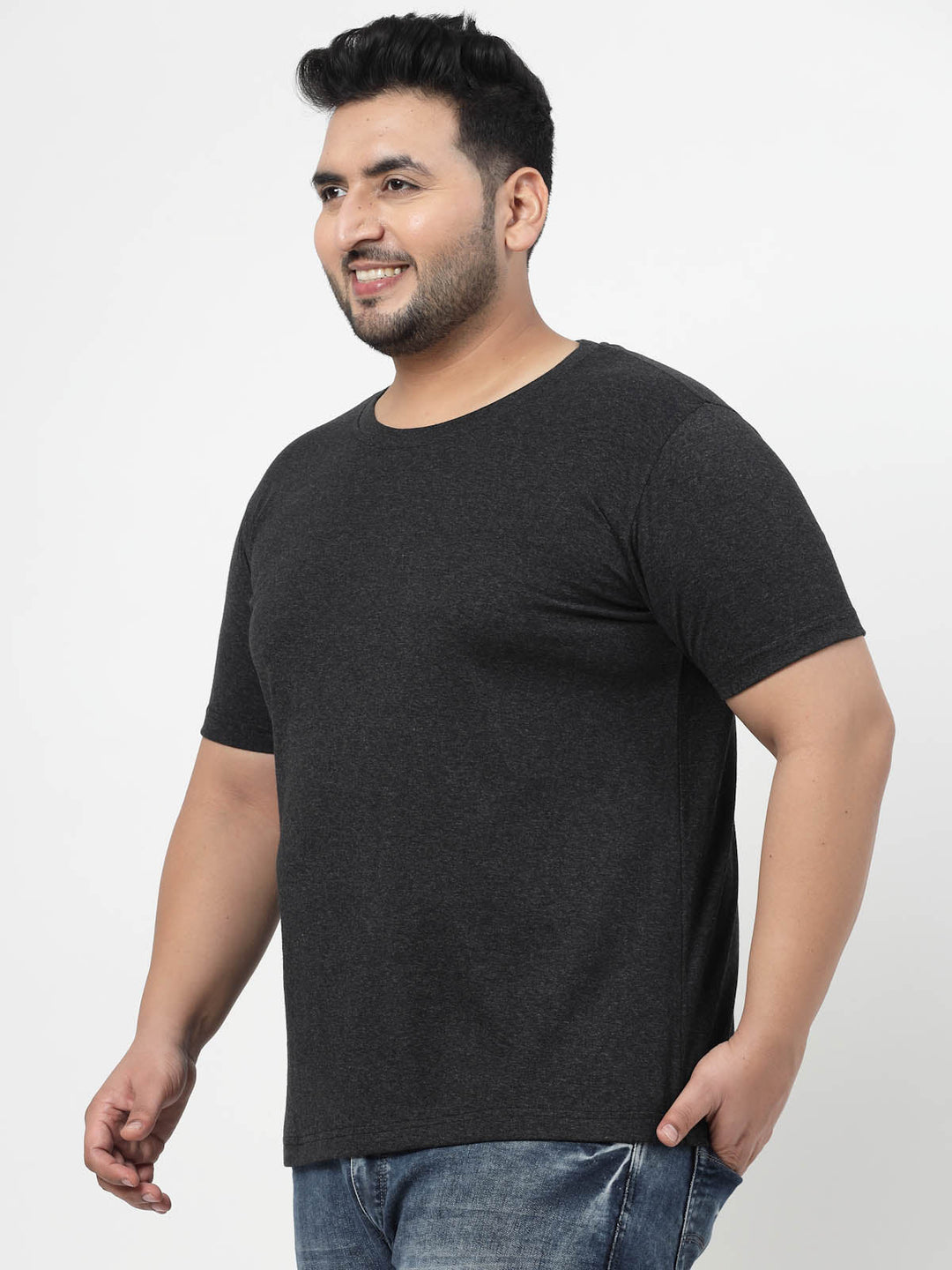 Plus Size GREY COTTON T-SHIRT