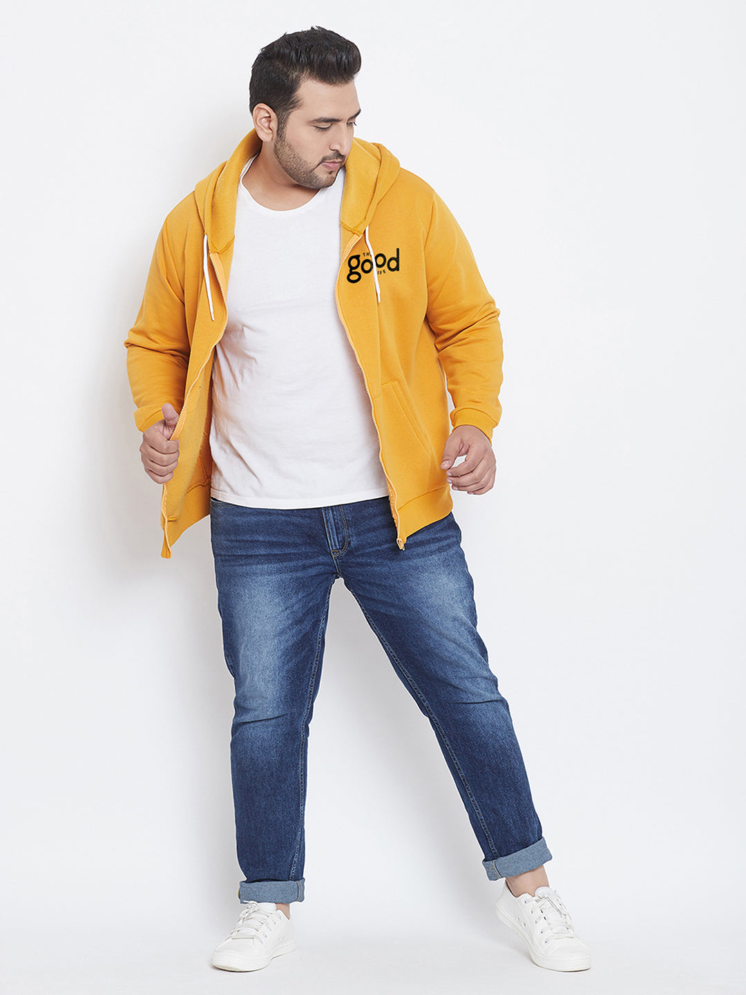 Solid Full Sleeve Hooded Casual Sweatshirt