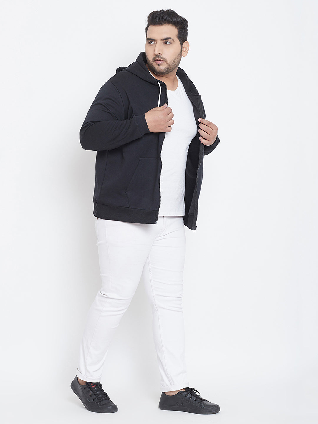 Solid Full Sleeve Hooded Casual Sweatshirt
