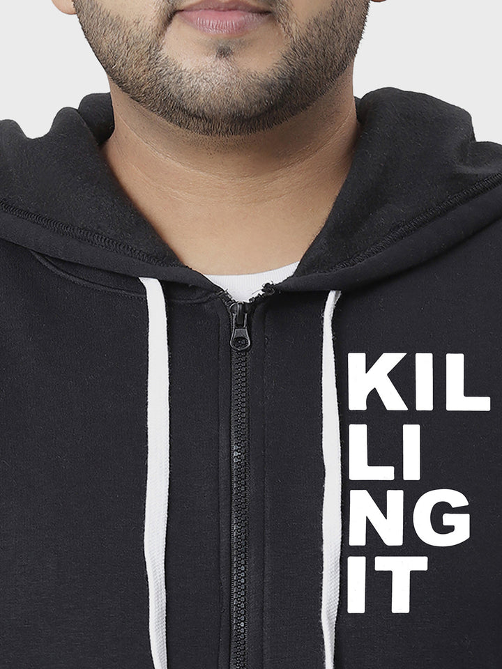 Solid Full Sleeve Hooded Casual Sweatshirt