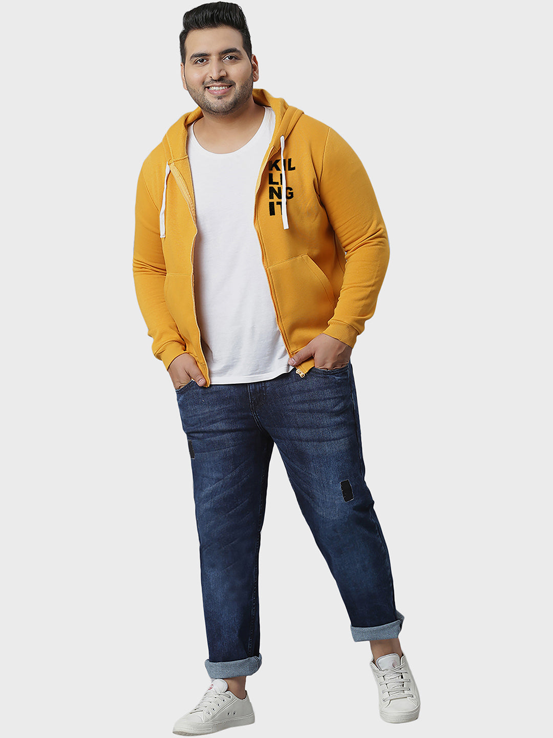 Solid Full Sleeve Hooded Casual Sweatshirt
