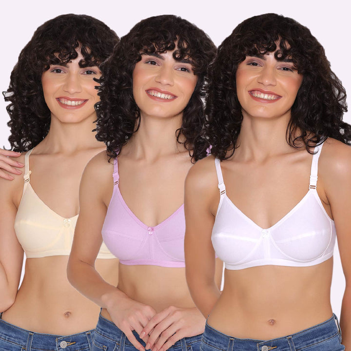 Women's Non Padded Non-Wired Regular Bra (Pack of 3)-ZOE
