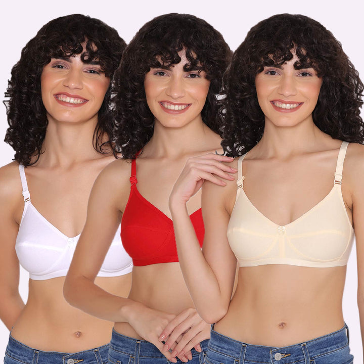 Women's Non Padded Non-Wired Regular Bra (Pack of 3)-ZOE