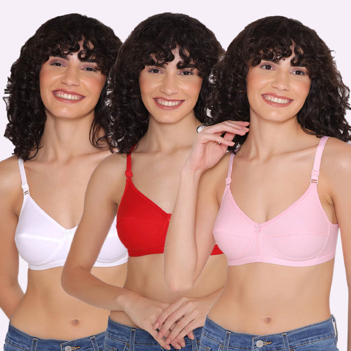 Women's Non Padded Non-Wired Regular Bra (Pack of 3)-ZOE