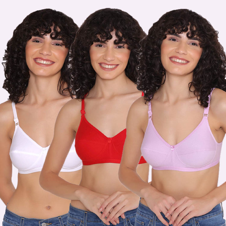 Women's Non Padded Non-Wired Regular Bra (Pack of 3)-ZOE