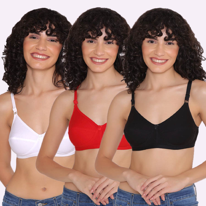 Women's Non Padded Non-Wired Regular Bra (Pack of 3)-ZOE