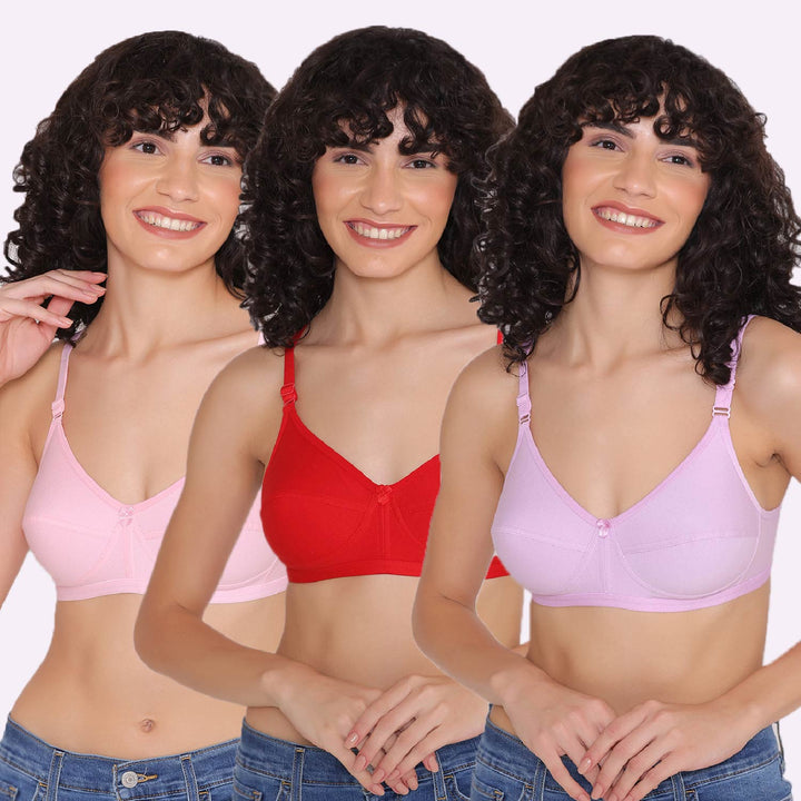 Women's Non Padded Non-Wired Regular Bra (Pack of 3)-ZOE