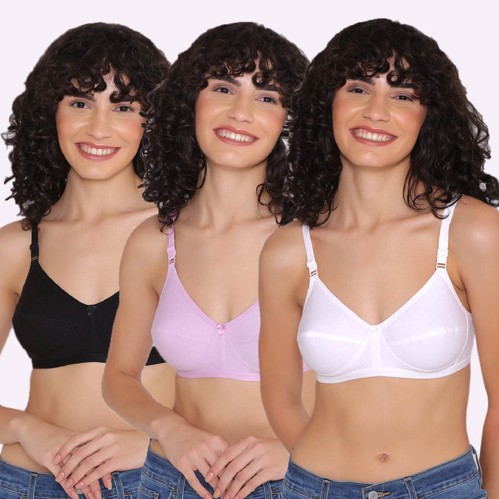 Women's Non Padded Non-Wired Regular Bra (Pack of 3)-ZOE