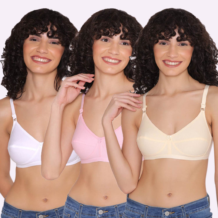 Women's Non Padded Non-Wired Regular Bra (Pack of 3)-ZOE