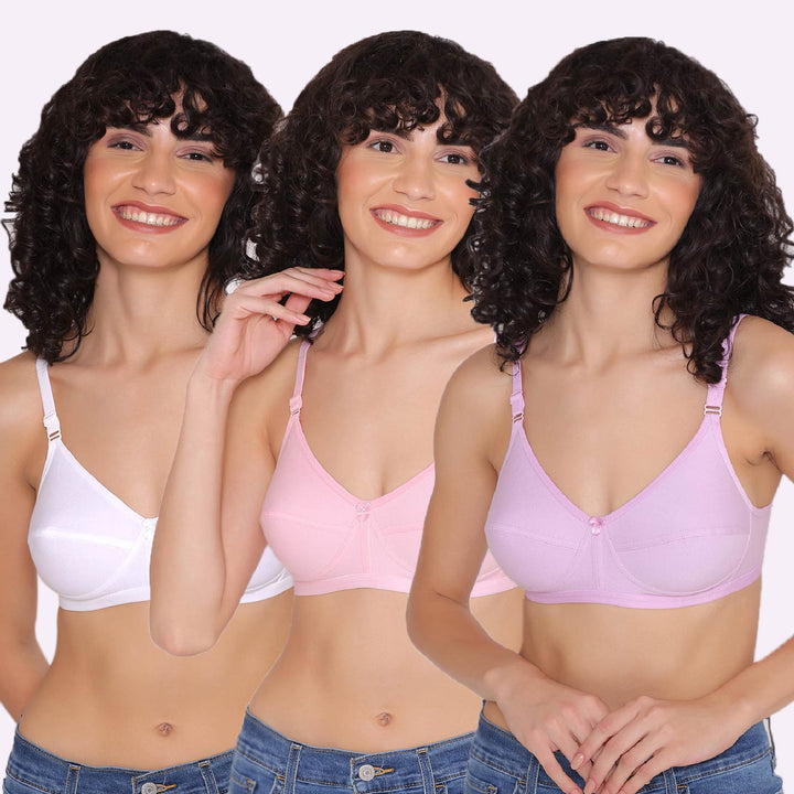 Women's Non Padded Non-Wired Regular Bra (Pack of 3)-ZOE