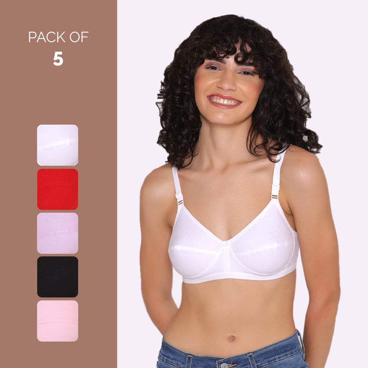 Women's Non Padded Non-Wired Regular Bra (Pack of 5)-ZOE