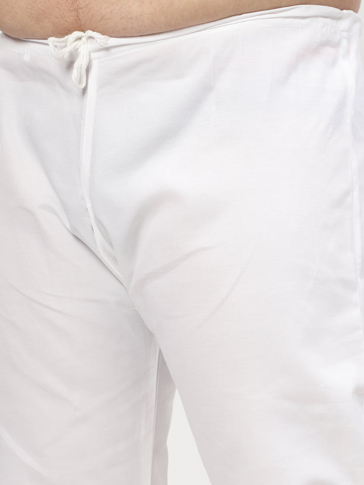 Plus Size Men White Solid Kurta with Pyjamas