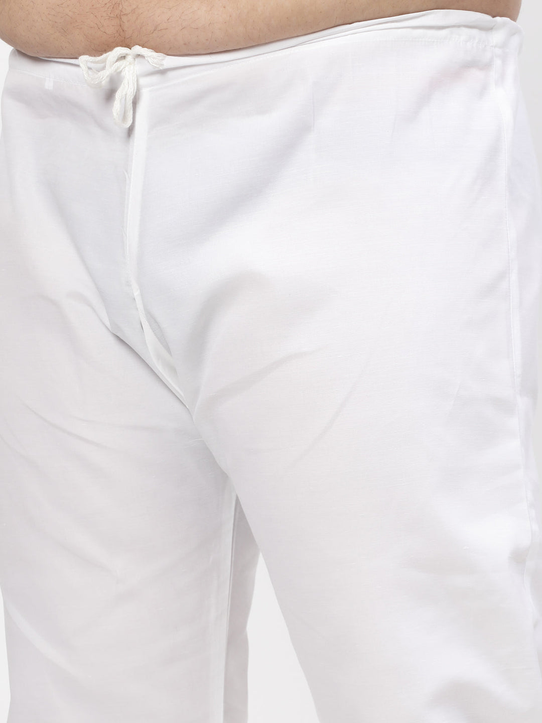 Plus Size Mandarin Collar Pure Cotton Straight Kurta With Pyjama