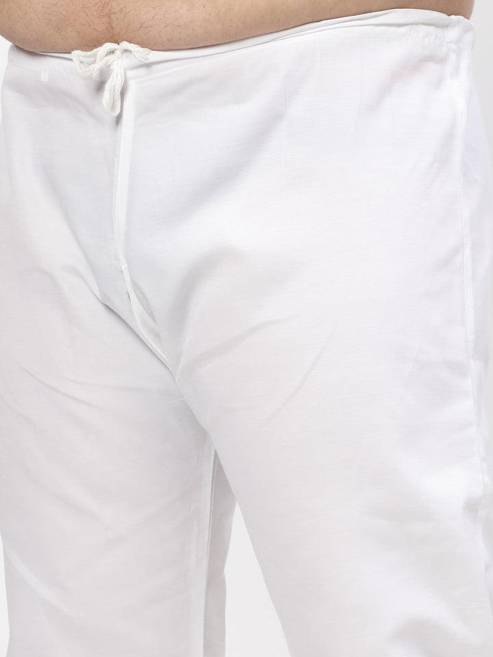 Plus Size Mandarin Collar Pure Cotton Straight Kurta With Pyjama