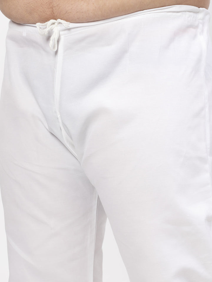 Plus Size Men Blue & White Solid Kurta with Pyjamas