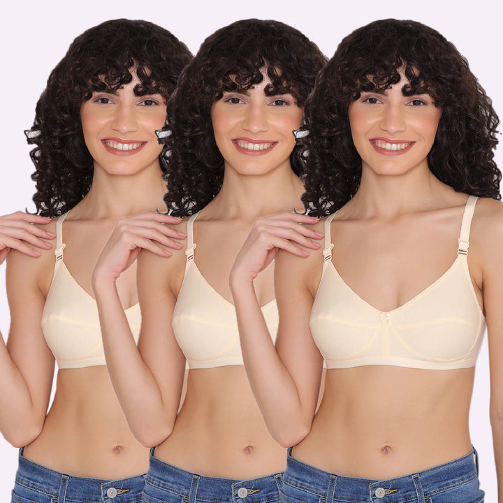Women's Non Padded Non-Wired Regular Bra (Pack of 3)-ZOE