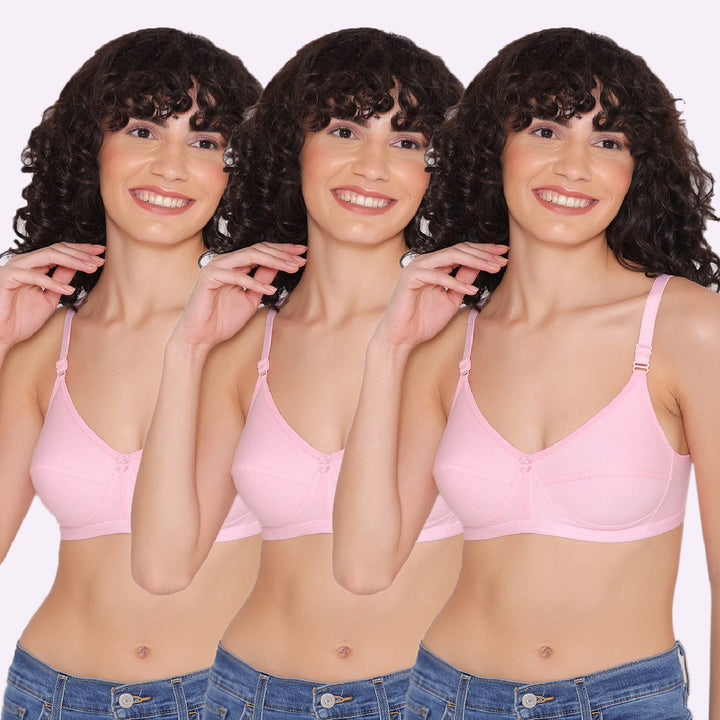 Women's Non Padded Non-Wired Regular Bra (Pack of 3)-ZOE