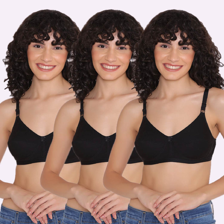 Women's Non Padded Non-Wired Regular Bra (Pack of 3)-ZOE