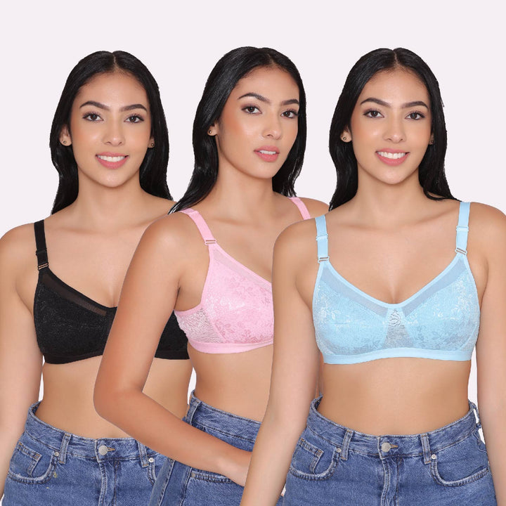 Women's power net Shaping Bra (Pack of 3)-AURA