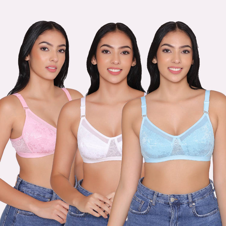 Women's pAAURAower net Shaping Bra (Pack of 3)-AURA