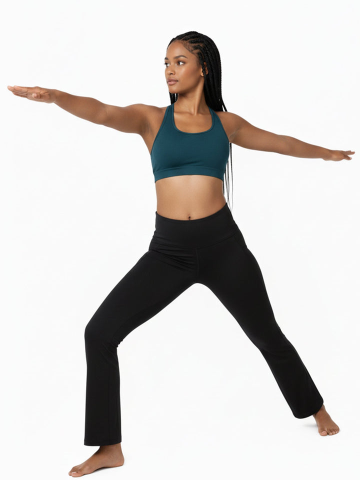 Recycled Fiber Black Flare Pants-ISL050-Black-