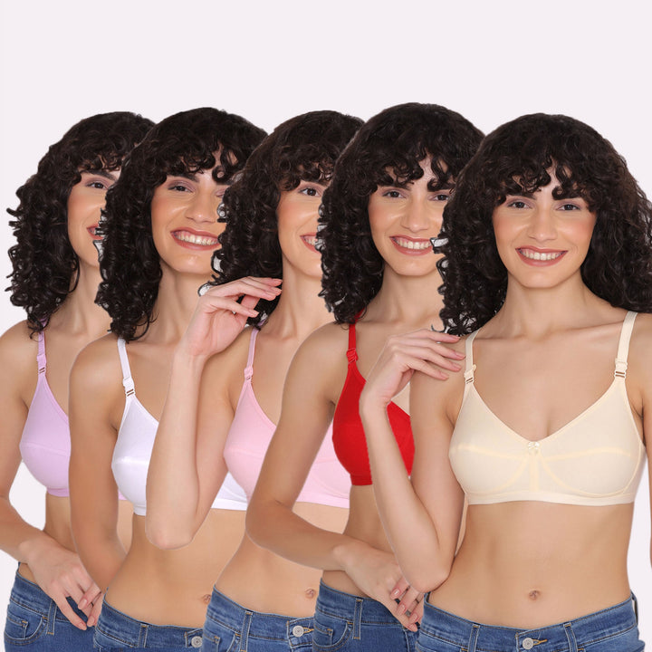 Women's Non Padded Non-Wired Regular Bra (Pack of 5)-ZOE