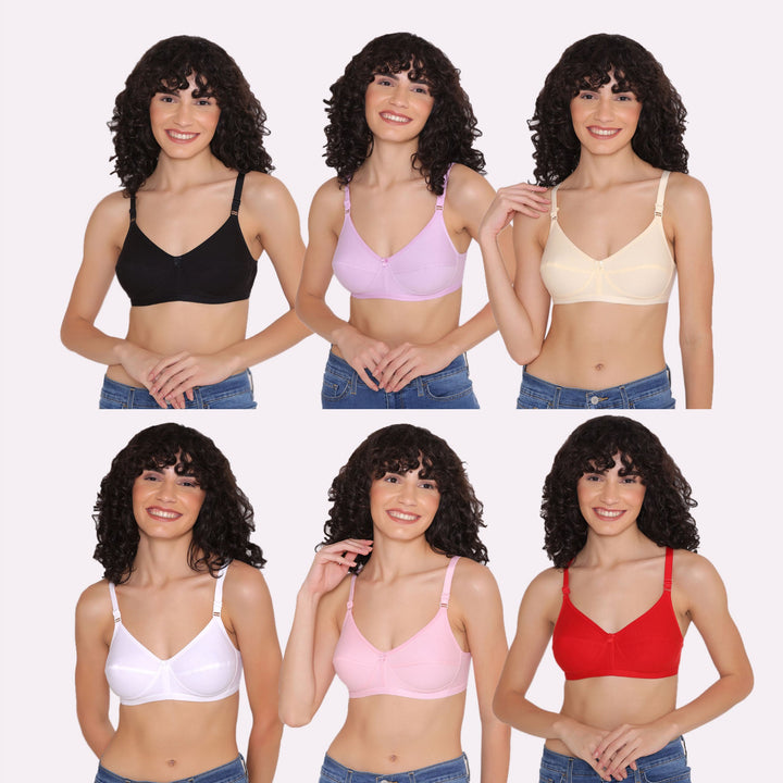 Women's Non Padded Non-Wired Regular Bra (Pack of 6)-ZOE
