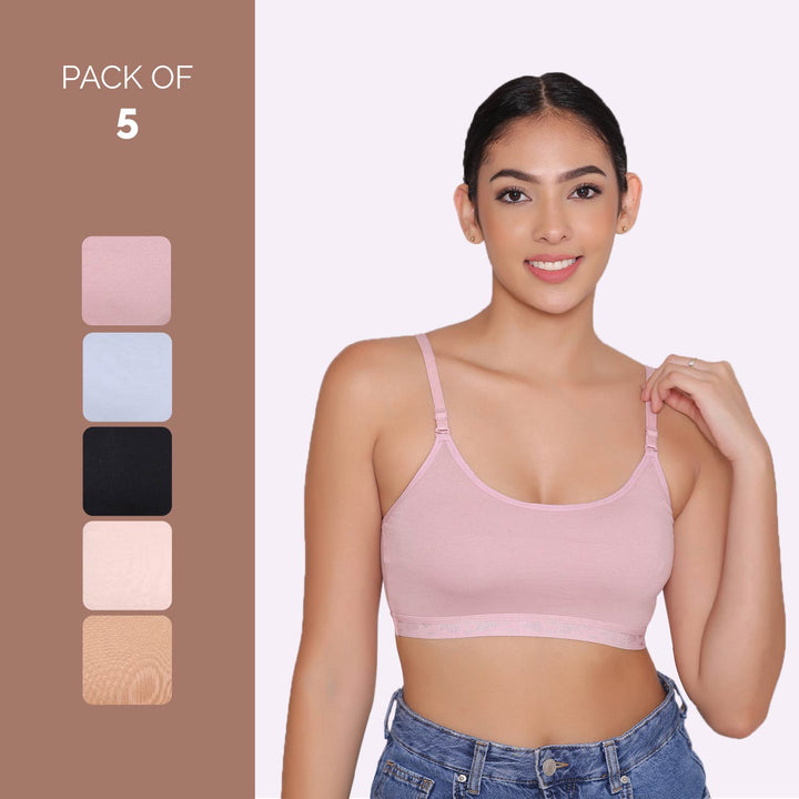 Teenagers Seamless multi-way Bra-Tango Combo of 5