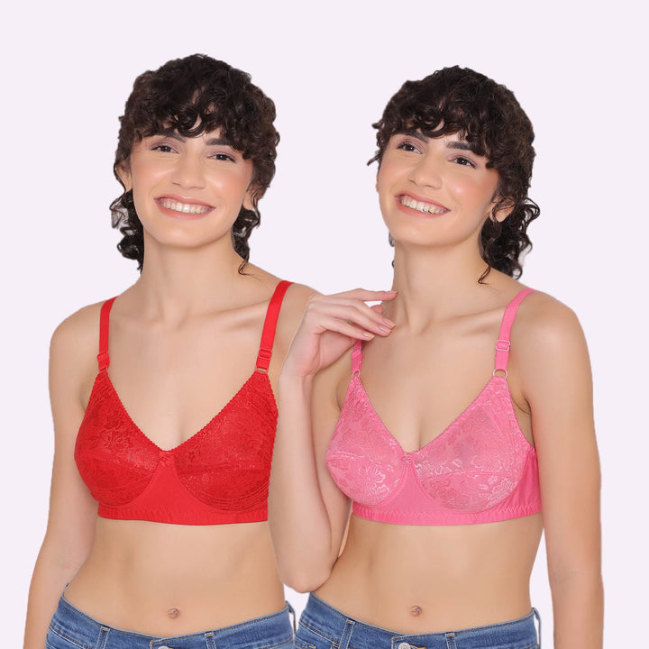 Women's Full coverage non padded Bra (Pack of 2)-Dora