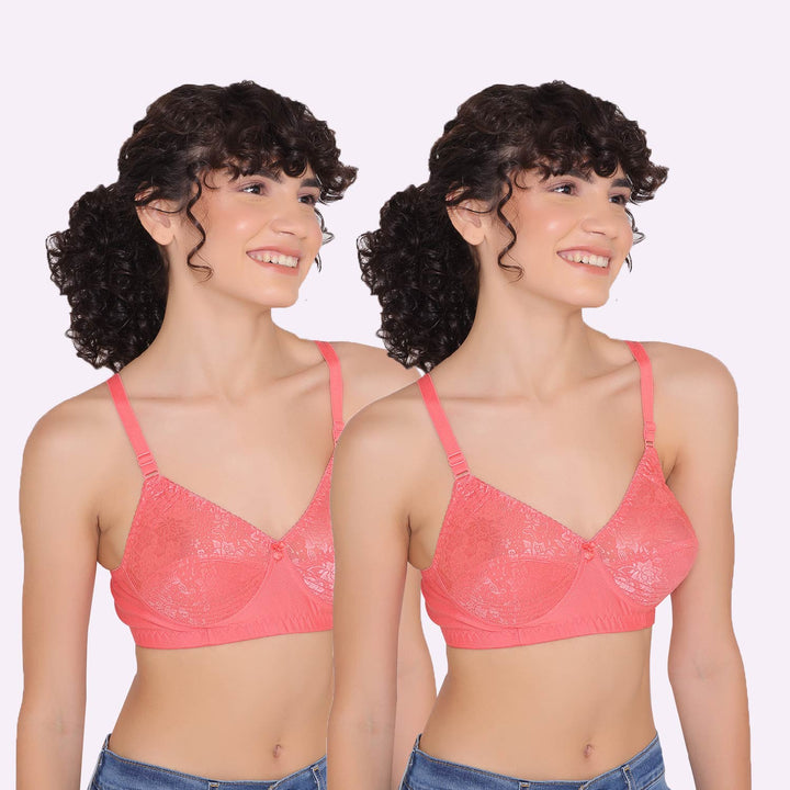Women's Full coverage non padded Bra (Pack of 2)-Dora