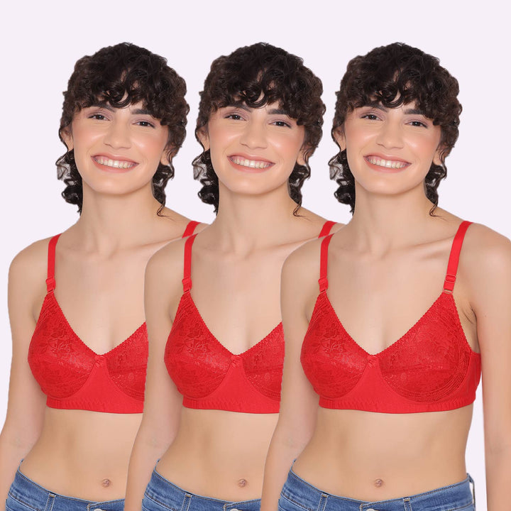 Women's Full coverage non padded Bra (Pack of 3)-Dora