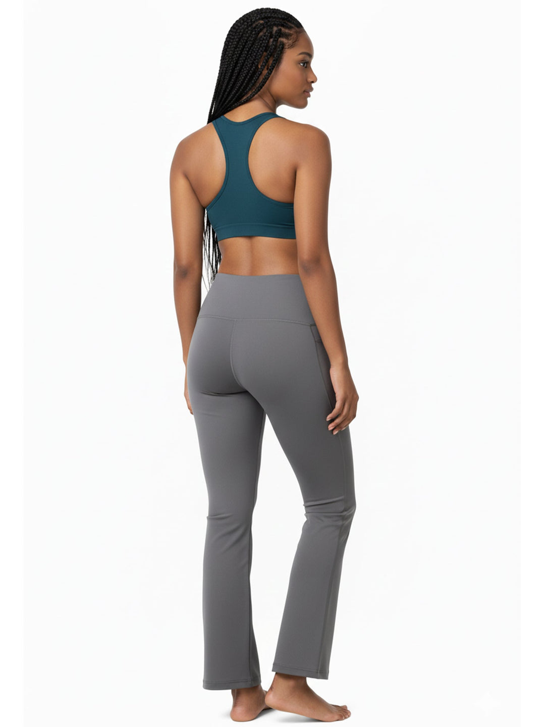 Recycled Fiber Black Flare Pants-ISL052-Steel Grey-