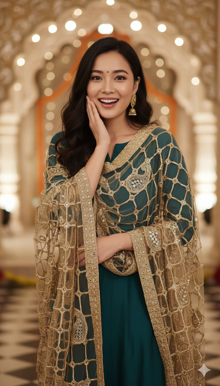 Trending Sheesh mirror dupatta Paisely