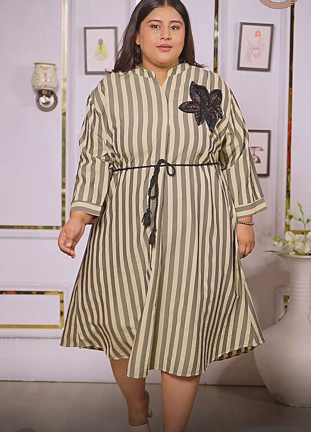 Parfait Pluss Cotton Stripe Midi Dress - Main Image