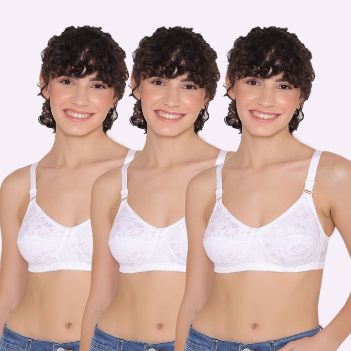 Women's Non Padded Full Coverage Full Net Bra (Pack of 3)-Erin