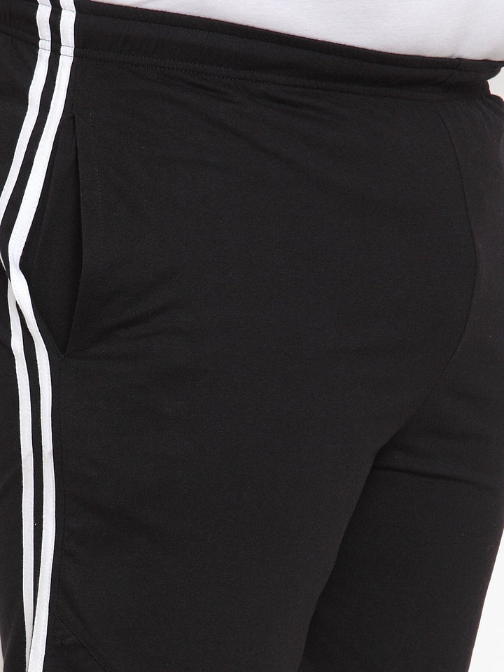 Plus Size Men Black Solid Regular Fit Sports Shorts