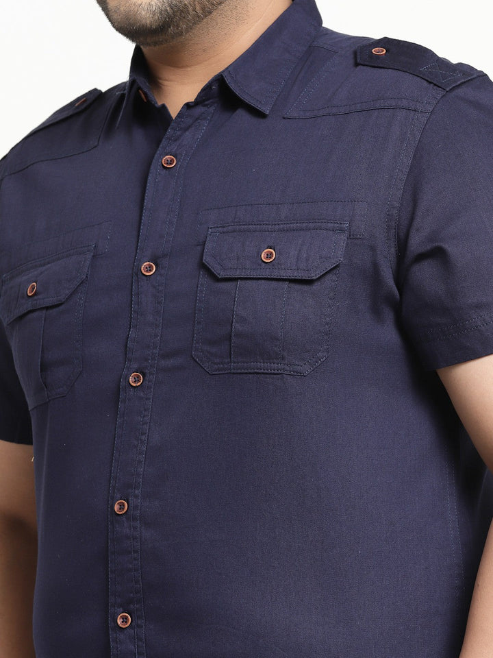 Plus Size Men Cargo Casual Shirt