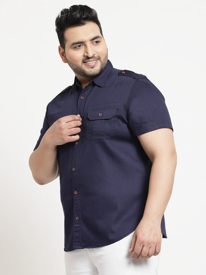 Plus Size Men Cargo Casual Shirt